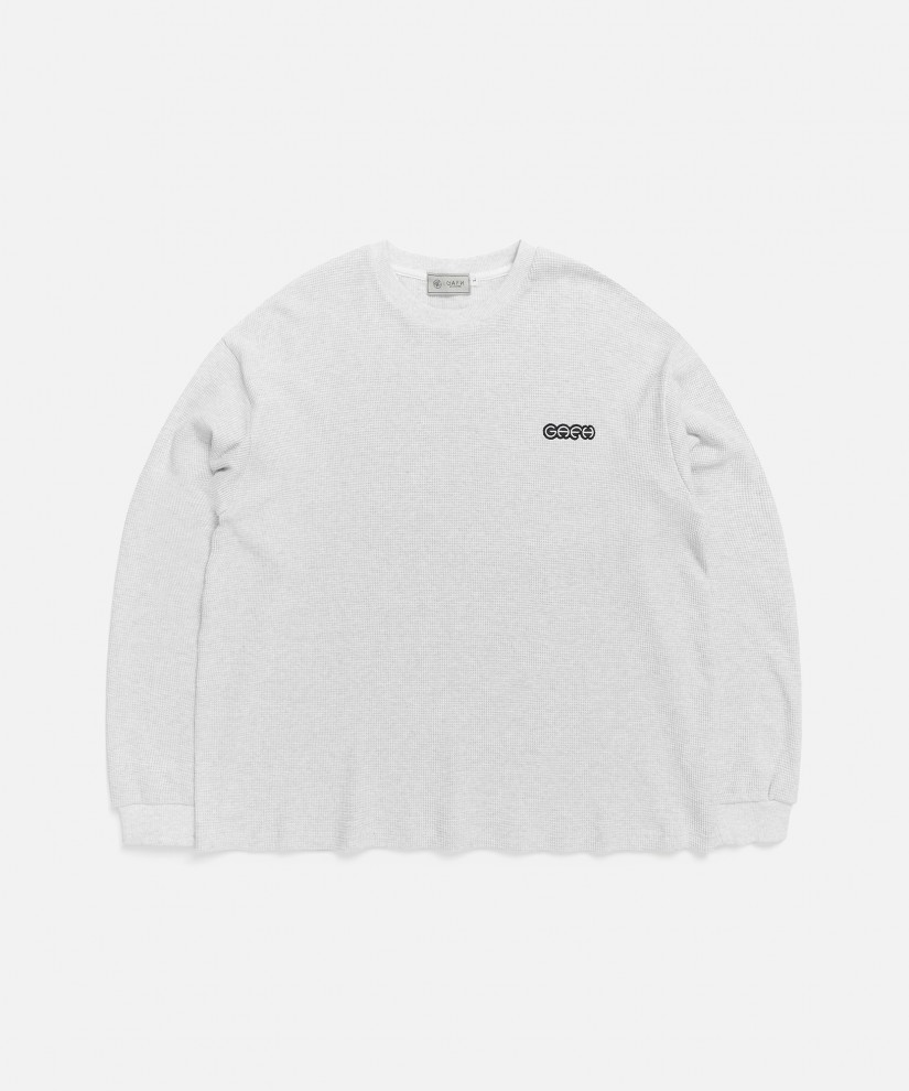 White Melange Waffle L/S (White)