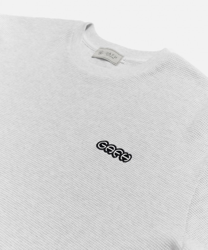 White Melange Waffle L/S (White)