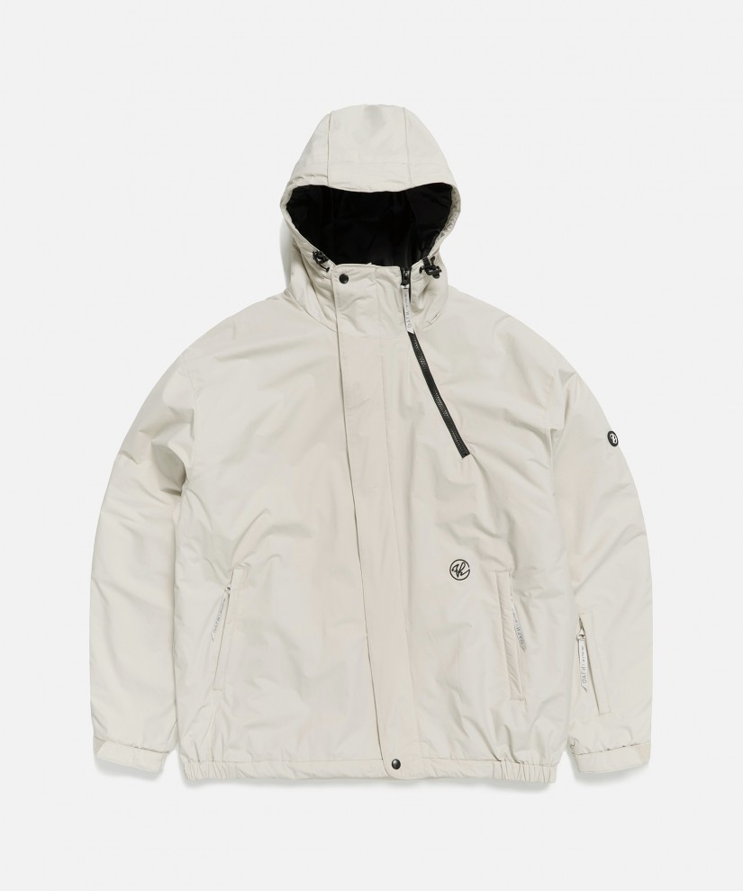Off-Center Placket Jacket (White Grey)