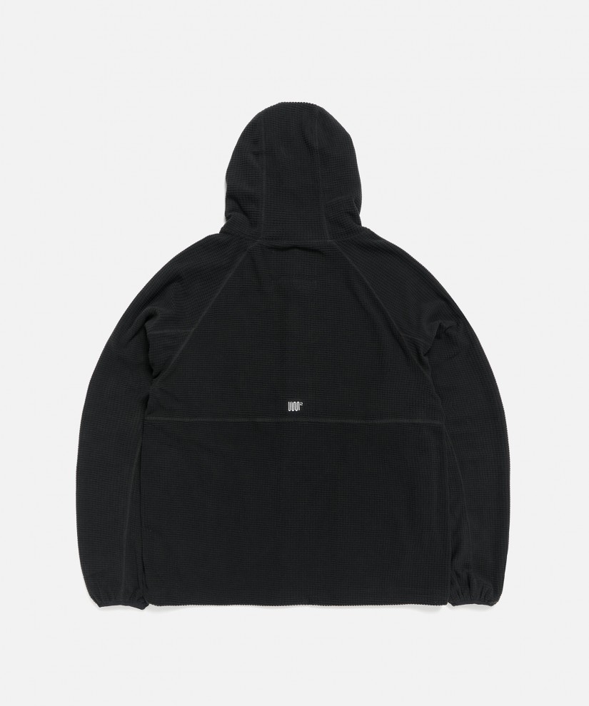 Grid Fleece Full-Zip Hoodie (Black)